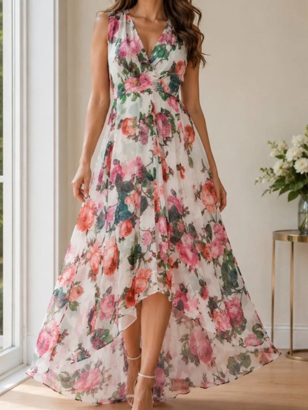 Stylish chiffon floral dress by Calvin Klein, size 2